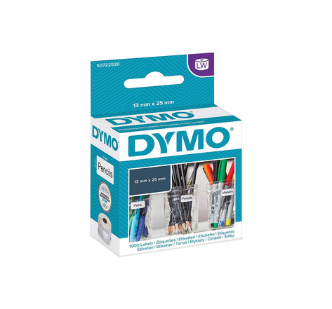 Dymo labelwriter boite de 1 rouleau de 1000 étiquettes multi-usages (adhésif semi permanent) 13mm x 25mm