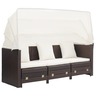 Vidaxl canapé-lit extensible 3 places avec toit résine tressée marron