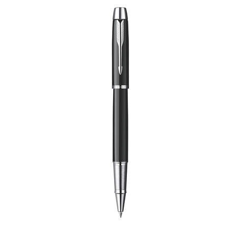 PARKER IM stylo roller, laque noire, pointe fine, attributs chromés, recharge noire