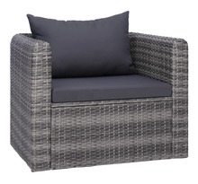 Vidaxl chaise de jardin avec coussin et oreiller résine tressée gris