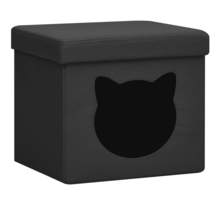 Vidaxl tabouret de rangement pliable avec motif de chat noir tissu