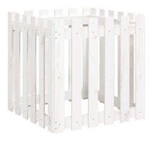 vidaXL Jardinière avec design de clôture blanc 60x60x60 cm pin massif