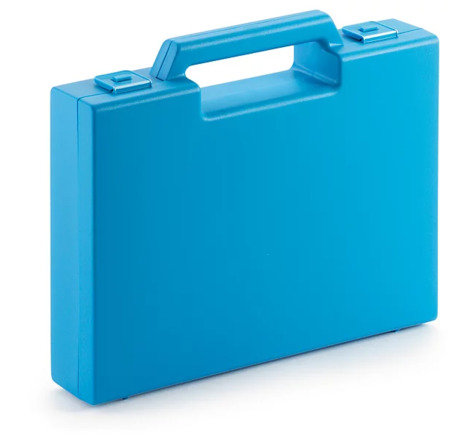Mallette plastique bleu à poignée sortante 160x222x39 mm (lot de 20)