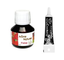 Arôme naturel fraise 50 ml + stylo de glaçage noir