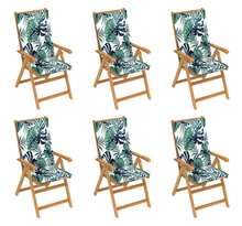 Vidaxl chaises de jardin 6 pcs avec coussins à motif de feuilles teck