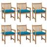 Vidaxl chaises de jardin 6 pcs avec coussins bleu clair teck solide
