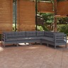 vidaXL Salon de jardin 6 Pièces avec coussins gris bois de pin solide