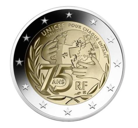 Monnaie 2€ commémorative 75 ans UNICEF 2021 FRANCE