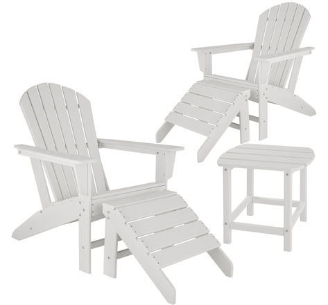 Tectake Lot de 2 chaises de jardin JANIS avec 2 repose-pieds JOPLIN et table KAMALA - blanc