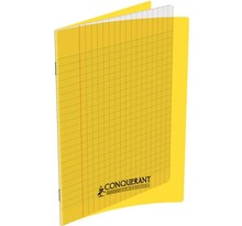 Cahier 48 pages seyès 90 g  couverture polypropylène jaune  format 17 x 22 cm CONQUERANT