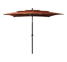Vidaxl parasol à 3 niveaux avec mât en aluminium terre cuite 2 5x2 5 m