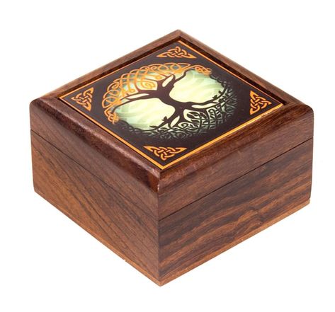 Petite boite à bijoux arbre de vie en bois