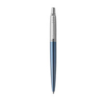 PARKER Jotter stylo bille, Waterloo bleu, attributs chromés, Recharge bleu pointe moyenne, Coffret cadeau