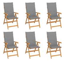 Vidaxl chaises de jardin 6 pcs avec coussins gris bois de teck