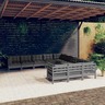 vidaXL Salon de jardin 11 Pièces avec coussins Gris Bois de pin