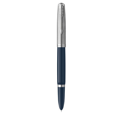 Parker 51 stylo plume  corps résine bleu nuit + capuchon inox poli  plume fine  coffret cadeau