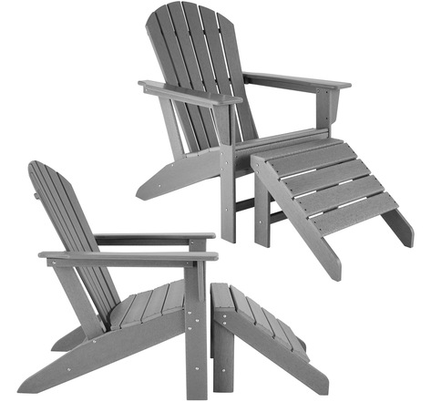 Tectake Lot de 2 chaises de jardin Janis avec 2 repose-pieds Joplin - gris