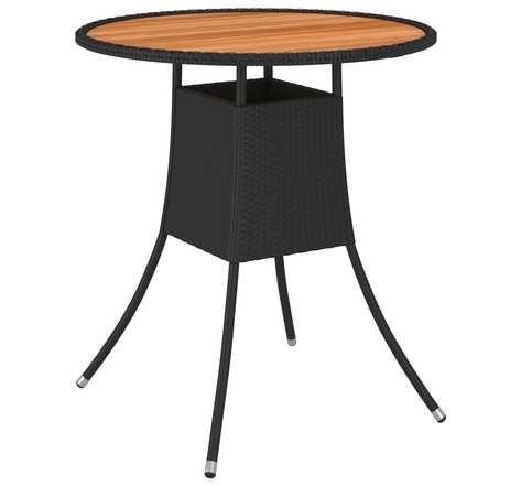 vidaXL Table à dîner de jardin Noir Ø 70 cm Résine tressée et acacia