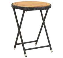Vidaxl table à thé noir 60 cm résine tressée et bois d'acacia solide
