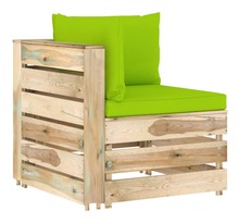 Vidaxl canapé d'angle sectionnel avec coussins bois imprégné de vert