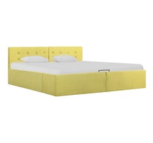 Vidaxl cadre de lit à stockage hydraulique jaune lime tissu 160x200 cm