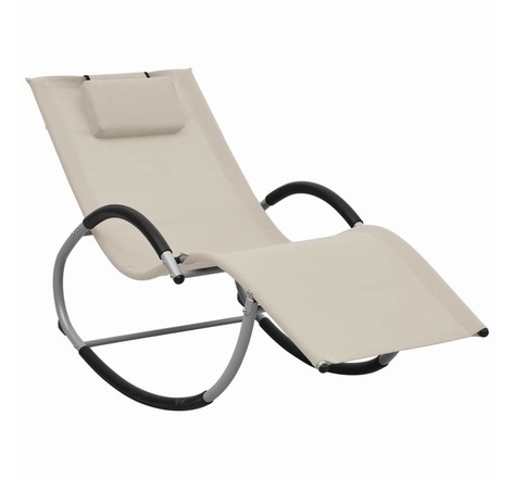 Vidaxl chaise longue avec oreiller crème textilène