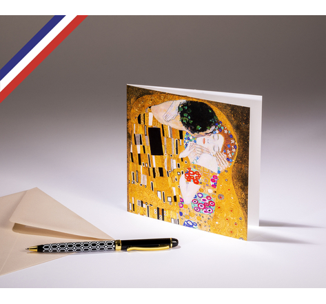 Carte double Le Musée créée et imprimée en France sur papier certifié FSC - Le baiser de Klimt