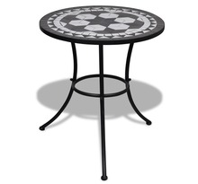 Vidaxl table de bistro noir et blanc 60 cm mosaïque