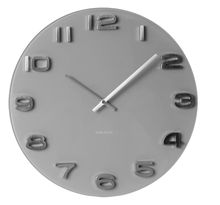 Horloge ronde vintage en verre gris 35 cm