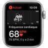 Apple Watch SE GPS + Cellular, 44mm Boîtier en Aluminium Argent avec Bracelet Sport Bleu Intense