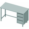 Table inox 3 tiroirs a droite sans dosseret - gamme 600 - stalgast - 1100x600 x600xmm