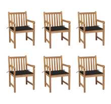 Vidaxl chaises de jardin 6 pcs avec coussins noir bois de teck massif