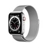 Apple Watch Series 6 GPS + Cellular, 44mm Boîtier en Acier Inoxidable Argent avec Bracelet Milanais Argent