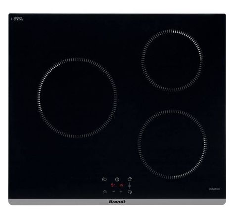 Table de cuisson induction - BRANDT - 3 foyers - 59 x 52 cm - TI360B - 5900 W - Vitrocéramique - Noir