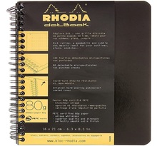Rhodia Cahier à Spirale (Reliure Intégrale) Notebook Noir - A5+ - Pointillés Dot - 160 pages Détachables