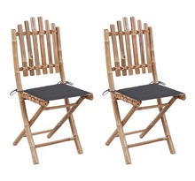 Vidaxl chaises pliables de jardin 2 pcs avec coussins bambou