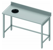 Table inox adossée - vide ordure à gauche - profondeur 800 - stalgast - 800x800