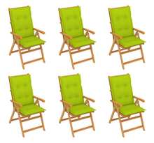 Vidaxl chaises de jardin 6 pcs avec coussins vert vif bois de teck