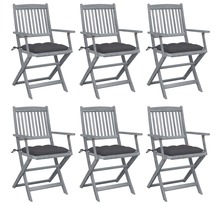 Vidaxl chaises pliables d'extérieur 6 pcs avec coussins bois d'acacia