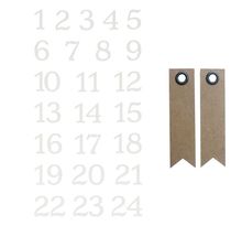 24 stickers floqués chiffres misty winter + 20 étiquettes kraft fanion