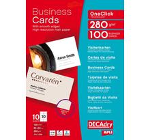 Pochette 100 cartes de visite blanches mates OneClick - 280g 85 x 54 mm DECADRY BY APLI