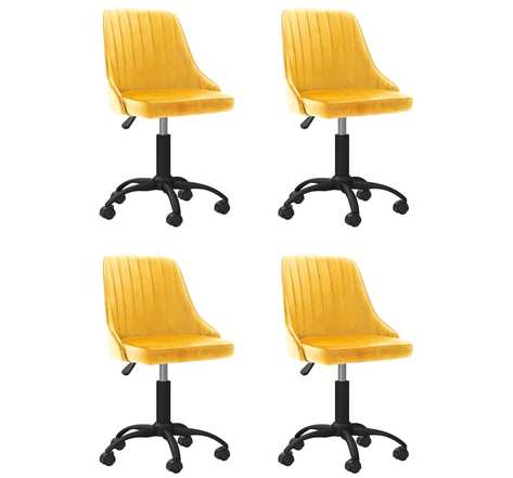 Vidaxl chaises pivotantes à manger lot de 4 jaune velours