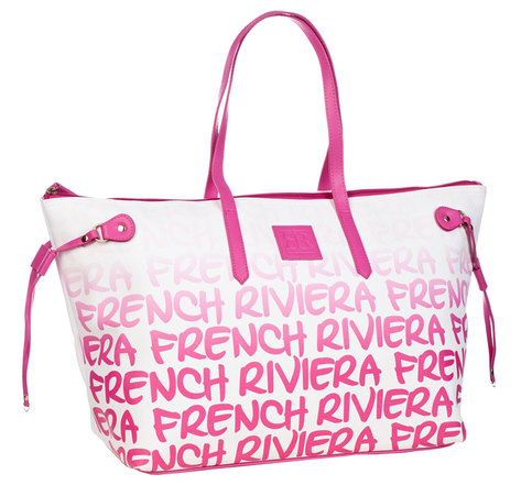 Grand sac shopping French Riviera blanc et Rose