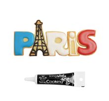 Découpoir à biscuits en inox Paris + Stylo de glaçage noir