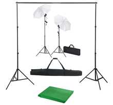 Vidaxl kit de studio photo avec toile de fond lampes et parapluies