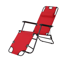 Chaise longue pliable bain de soleil transat de relaxation dossier inclinable avec repose-pied polyester oxford rouge