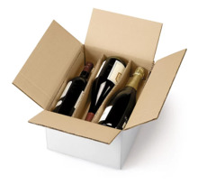 Caisse carton blanche pour bouteilles avec berceaux 33x25x17 cm (colis de 15)