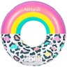 Bouée gonflable ronde xxl pour piscine & plage ultra confort  flotteur deluxe - arc-en-ciel et léopard ø120cm
