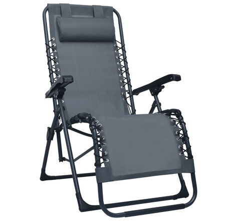Vidaxl chaise pliable de terrasse gris textilène