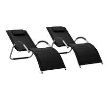 Vidaxl chaises longues textilène 2 pcs noir et gris